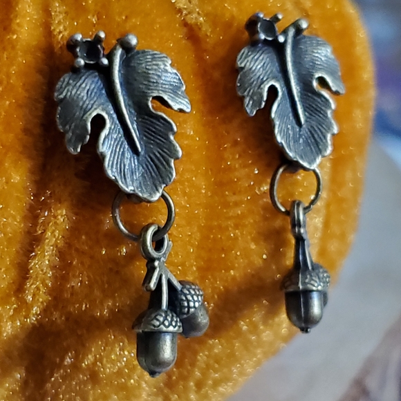 Acorn earrings bronze fig leaf studs NEW handmade fall autumn Gift Thanksgiving - Picture 10 of 11